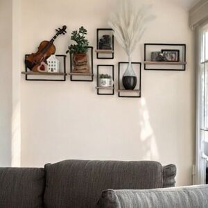 Pottery Barn Teen Metal + Wood Black Framed Display Shelves